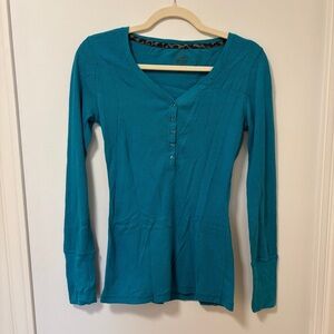Y2K Vintage Henley Long Sleeve Top Bella Swan “Teal” Size M Elena Gilbert